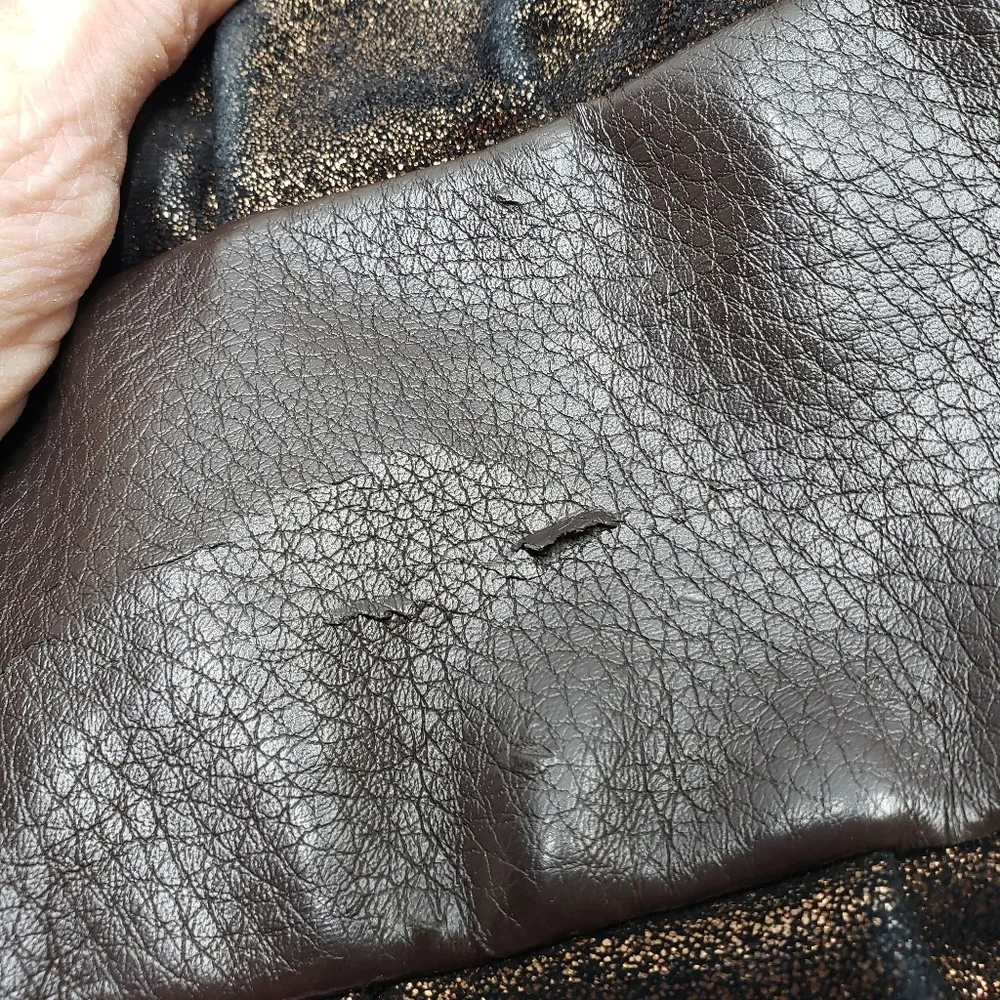 The Sak Deena Leather Crossbody Hobo Bag Foldover Multi Texture Shimmer - Picture 15 of 16